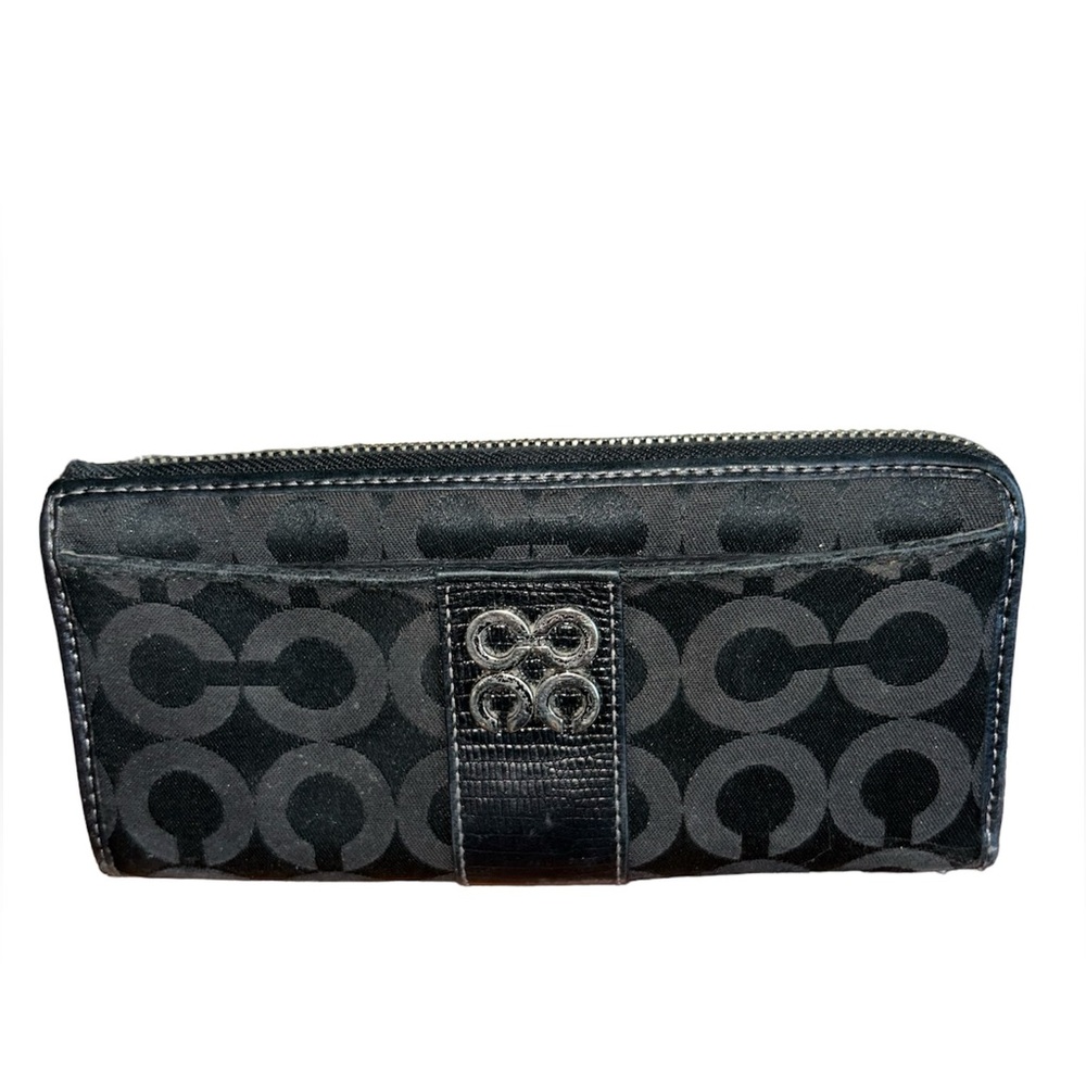 AUTHENTIC COACH CANVAS LEATHER TRIM BLACK WALLET| EUC